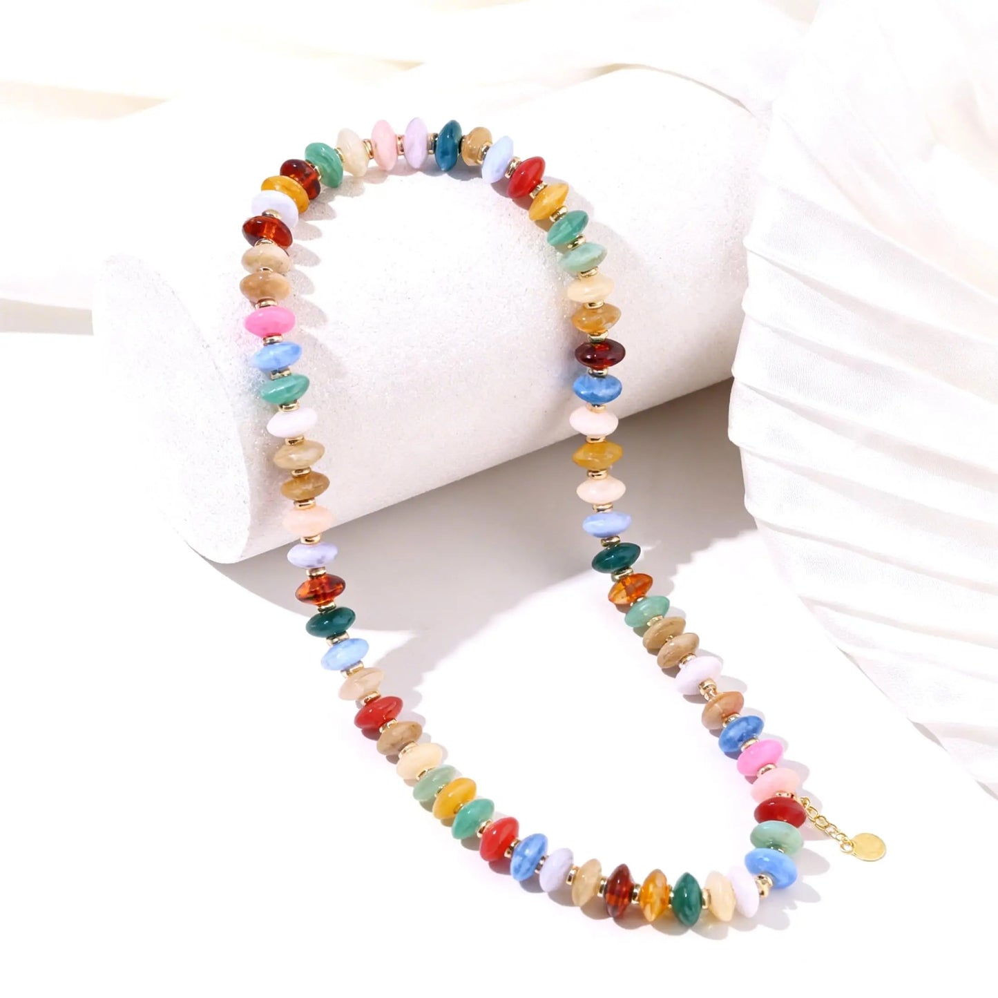 Colorful Resin Beaded Choker Trendy Boho Statement Summer Vacation Necklace for Women