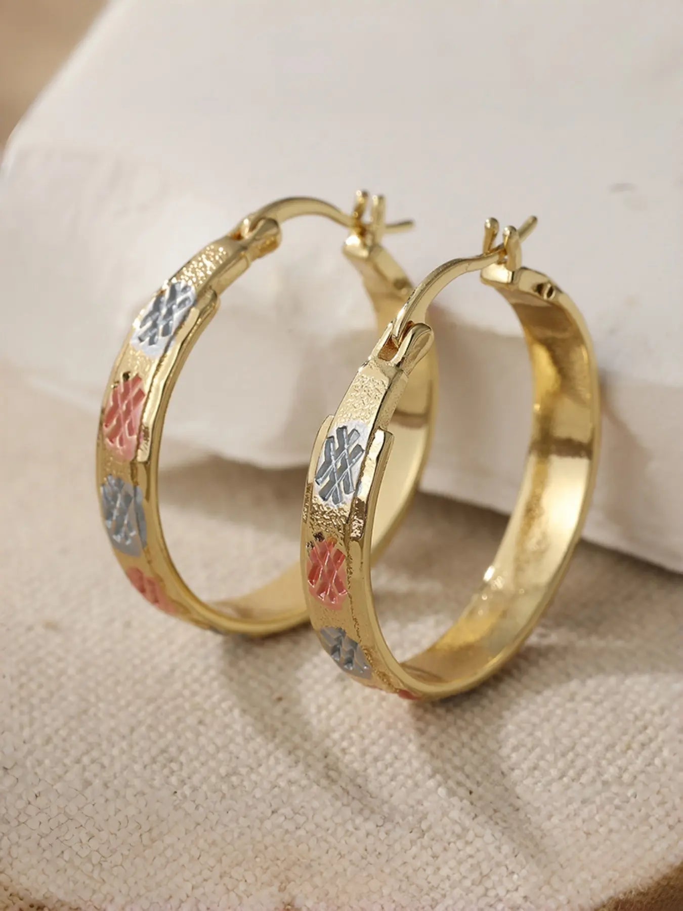 Elegant Geometric Design Hoop Earrings, Fashionjewelry for Party, Daily Clothing Decor, Trendy All-Match& Exquisite Jewelry for Birthday Gift, Hoop Shape Earrings
