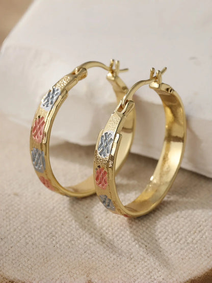 Elegant Geometric Design Hoop Earrings, Fashionjewelry for Party, Daily Clothing Decor, Trendy All-Match& Exquisite Jewelry for Birthday Gift, Hoop Shape Earrings