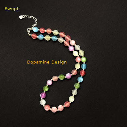 Ewopt Dopamine Resin Choker - UV Reactive, Waterproof Stainless Steel Statement Bead Piece - Summer Stackable Costume Jewelry, Dopamine Necklaces, Resin Necklaces