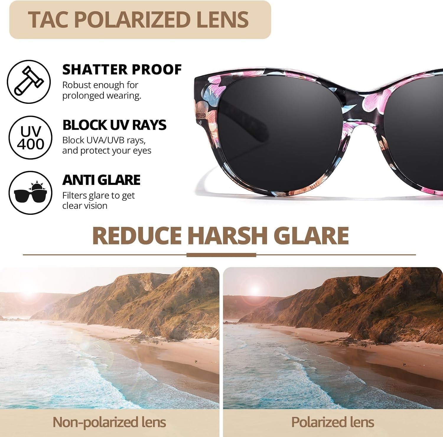 Stylish Polarized Sunglasses for Women: Perfect Fit Over Glasses for Driving & Outdoor Fun with UV400 Protection! 🌞🕶️ #SummerStyle #UVProtection