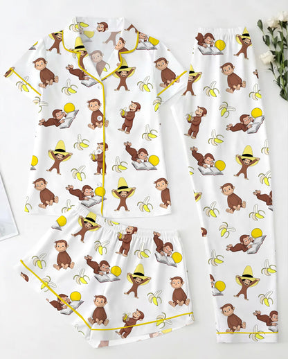 Monkey Punch Family Pajamas Set, Funny Monkey Banana Family Pjs, Cute Monkey Family Sleepwear, Viral Trending Print Pajamas
