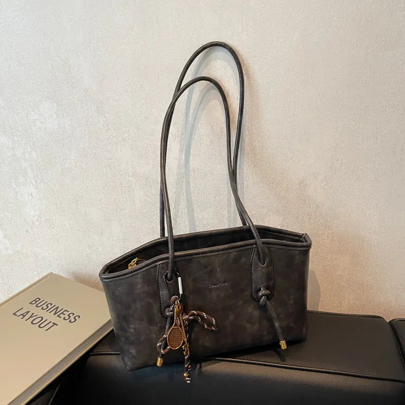 Retro Versatile Women’S Shoulder Bag, Fashionable Underarm Bag, Minimalist Leopard Print Handbag, Lightweight Casual Tote Shoulder Bag, High-Quality Everyday Commuter Bag, Cheetah Handbag, Casual Multifunctional Zippered Tote Bag with Bow Key Charm Decora