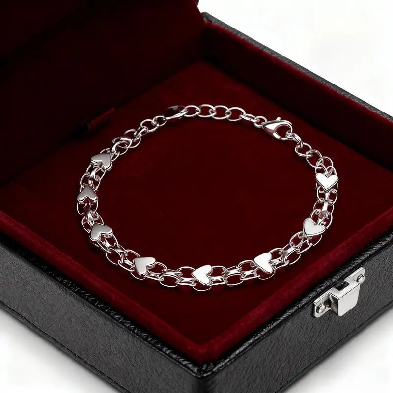 Opalux 925 Sterling Silver Bracelet - Hypoallergenic, Durable & Perfect for Couples, Everyday Accessory|Boho Style|Hypoallergenic Bracelet Bangle High Appearance Bracelet Popular Gift