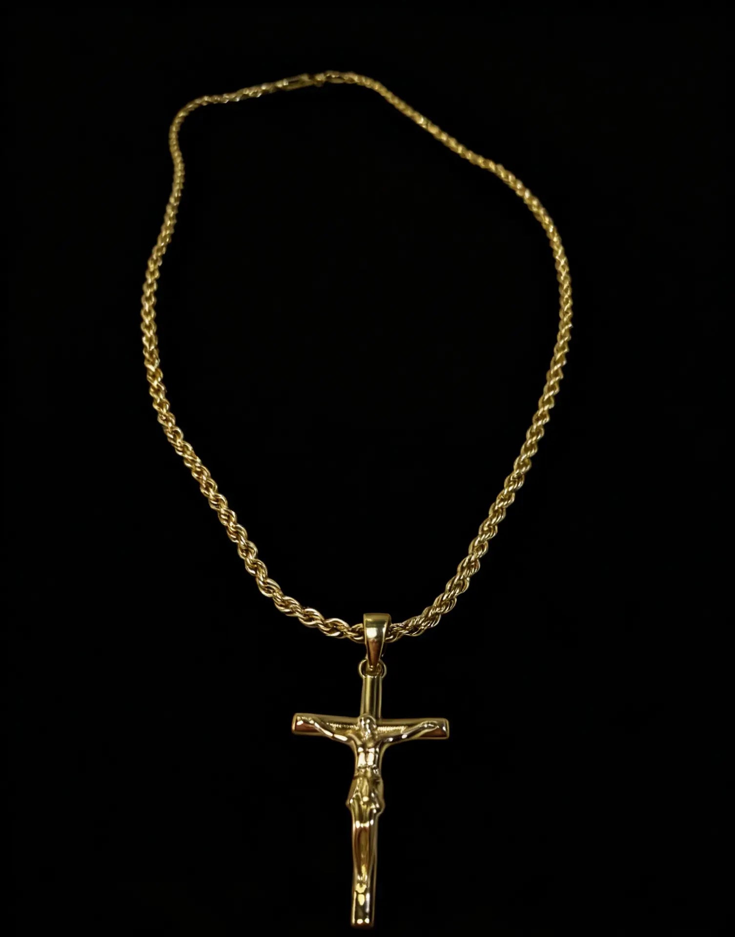Silver-Plated & Golden-Plated Jesus Cross Pendant Necklace 22IN Length for Men & Women Unisex Christian Necklace Gold & Silver Idea for Party Daily Wear Birthday Gift