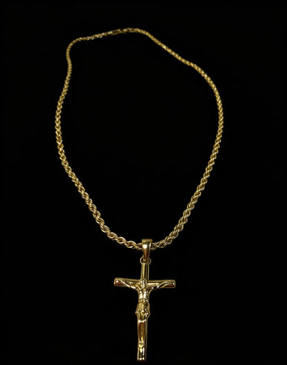 Silver-Plated & Golden-Plated Jesus Cross Pendant Necklace 22IN Length for Men & Women Unisex Christian Necklace Gold & Silver Idea for Party Daily Wear Birthday Gift