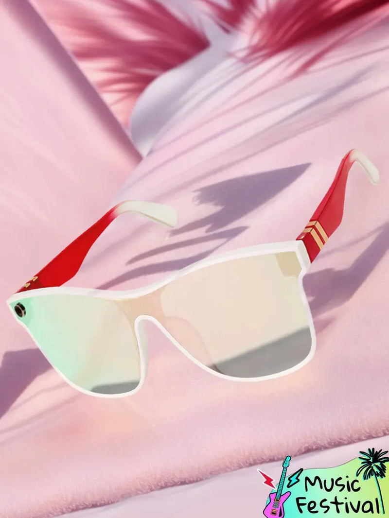 Tortoise Shell Pattern Flat Top Sunglasses for Women, Sun Protection Sunglasses for Men, Trends 2025 for Outdoor Activities Back to School Fall Streetwear Mascs