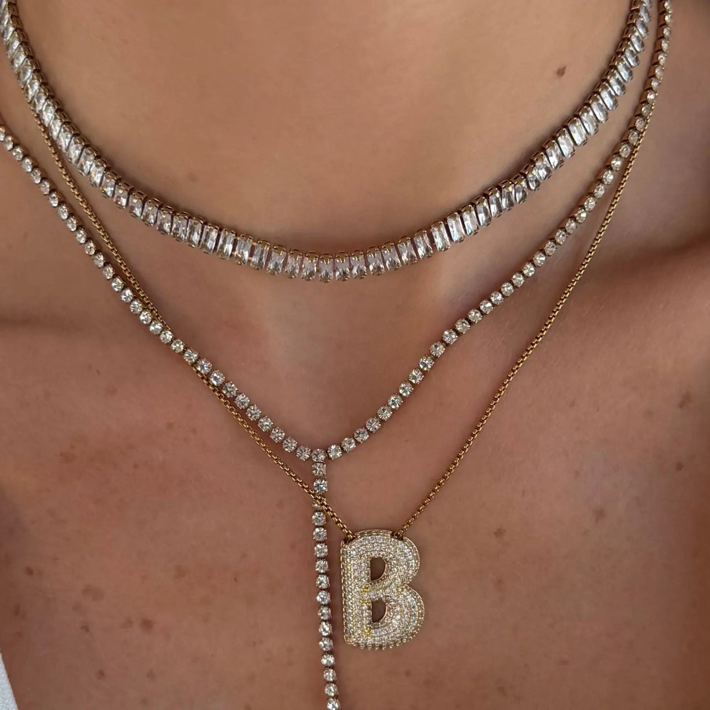 EVRY JEWELS Gold or Silver Plated Women'S Frost Beam Tennis Necklace
