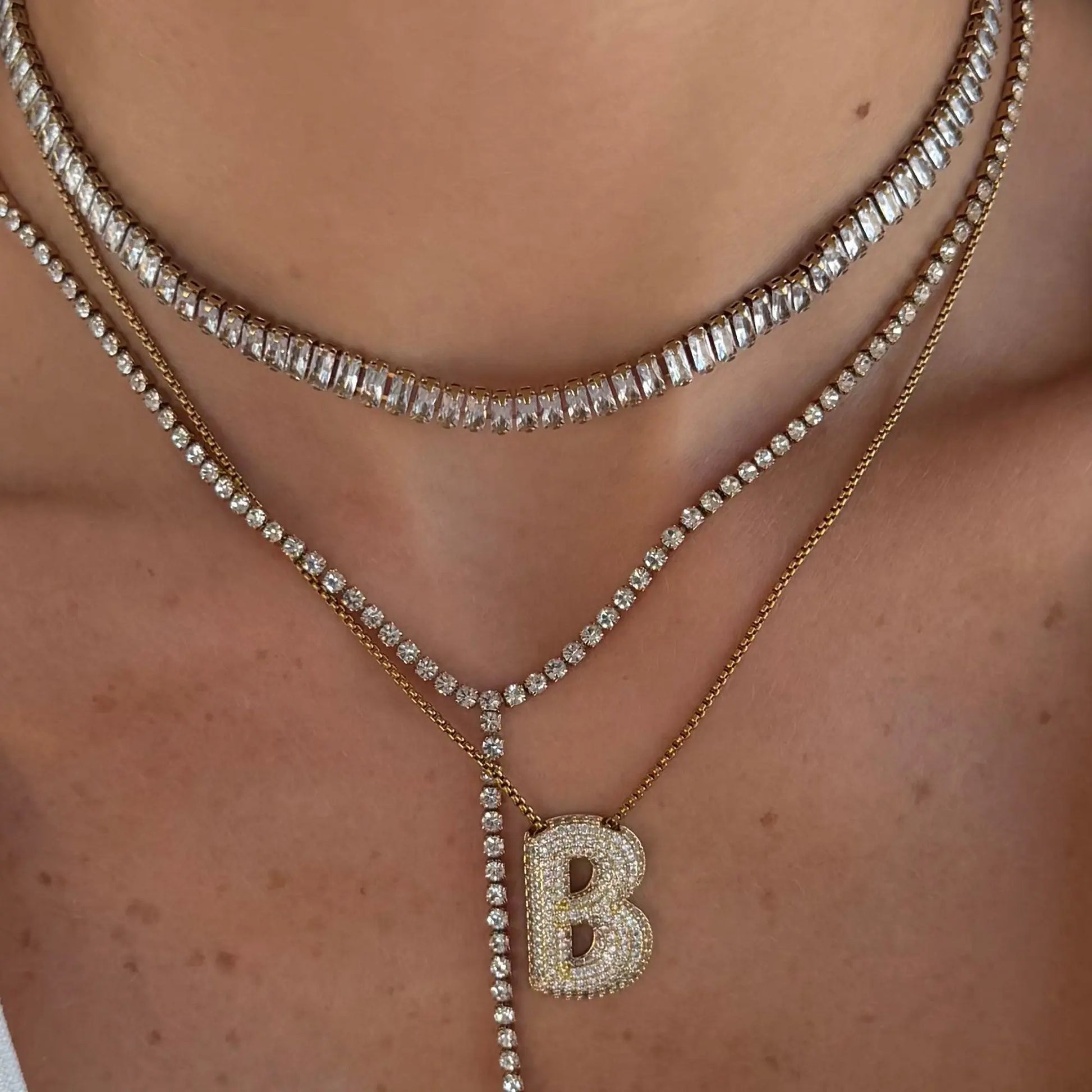 EVRY JEWELS Gold or Silver Plated Women'S Frost Beam Tennis Necklace