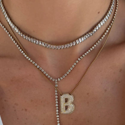 EVRY JEWELS Gold or Silver Plated Women'S Frost Beam Tennis Necklace