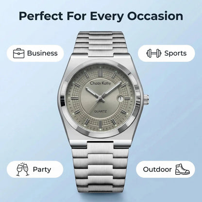 [Gift] Men’S High-Quality Stainless Steel Quartz Watch – Business Casual, Versatile Minimalist Classic Watch