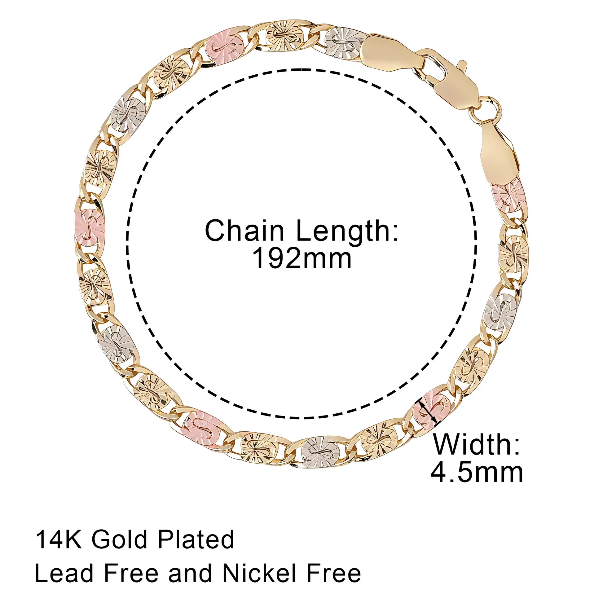 Modern Spliced Square Chain Bracelet • Stylish Gold Tone Accessory for Him & Her