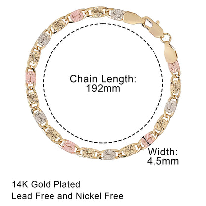 Modern Spliced Square Chain Bracelet • Stylish Gold Tone Accessory for Him & Her