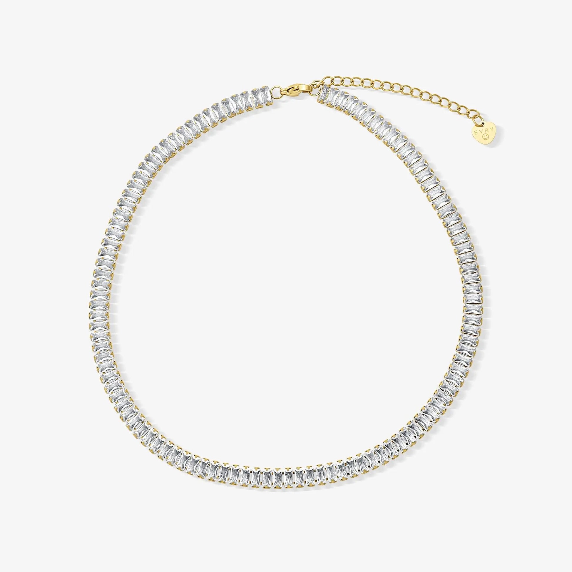 EVRY JEWELS Gold or Silver Plated Women'S Frost Beam Tennis Necklace