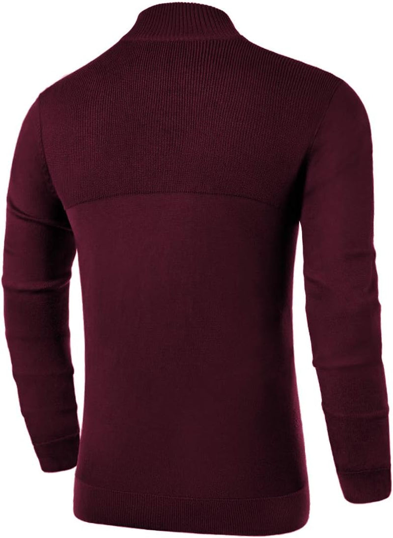 Upgrade your style with our Men's Slim Fit Zip-Up Mock Neck Polo Sweater! Perfect for casual outings, this long sleeve pullover features trendy ribbing edges. #Fashion #Menswear #StyleUpgrade