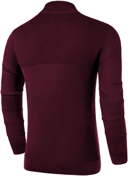 Upgrade your style with our Men's Slim Fit Zip-Up Mock Neck Polo Sweater! Perfect for casual outings, this long sleeve pullover features trendy ribbing edges. #Fashion #Menswear #StyleUpgrade