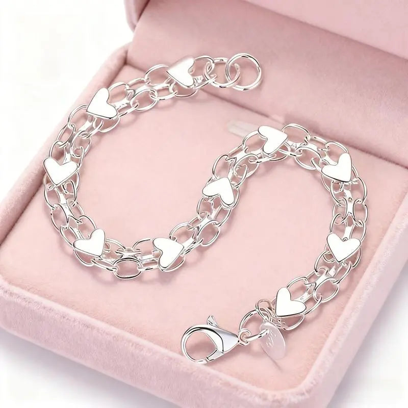 Opalux 925 Sterling Silver Bracelet - Hypoallergenic, Durable & Perfect for Couples, Everyday Accessory|Boho Style|Hypoallergenic Bracelet Bangle High Appearance Bracelet Popular Gift