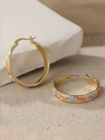 Elegant Geometric Design Hoop Earrings, Fashionjewelry for Party, Daily Clothing Decor, Trendy All-Match& Exquisite Jewelry for Birthday Gift, Hoop Shape Earrings
