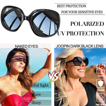 Stylish Polarized Sunglasses for Women - UV Protection & Chic Wide Frame in Black Purple! 🌞🕶️ #SummerVibes #FashionAccessories