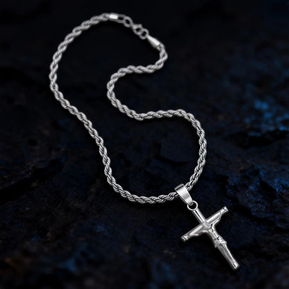Silver-Plated & Golden-Plated Jesus Cross Pendant Necklace 22IN Length for Men & Women Unisex Christian Necklace Gold & Silver Idea for Party Daily Wear Birthday Gift