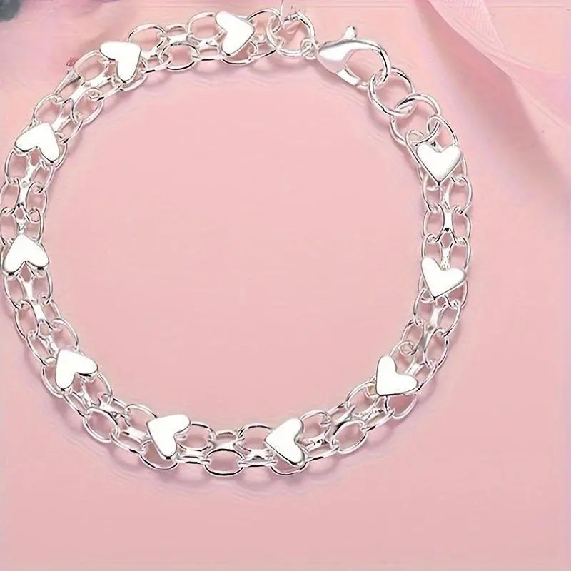 Opalux 925 Sterling Silver Bracelet - Hypoallergenic, Durable & Perfect for Couples, Everyday Accessory|Boho Style|Hypoallergenic Bracelet Bangle High Appearance Bracelet Popular Gift