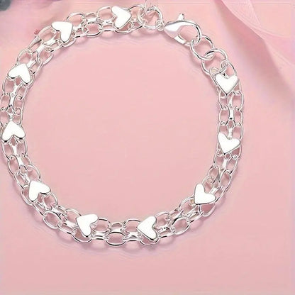 Opalux 925 Sterling Silver Bracelet - Hypoallergenic, Durable & Perfect for Couples, Everyday Accessory|Boho Style|Hypoallergenic Bracelet Bangle High Appearance Bracelet Popular Gift