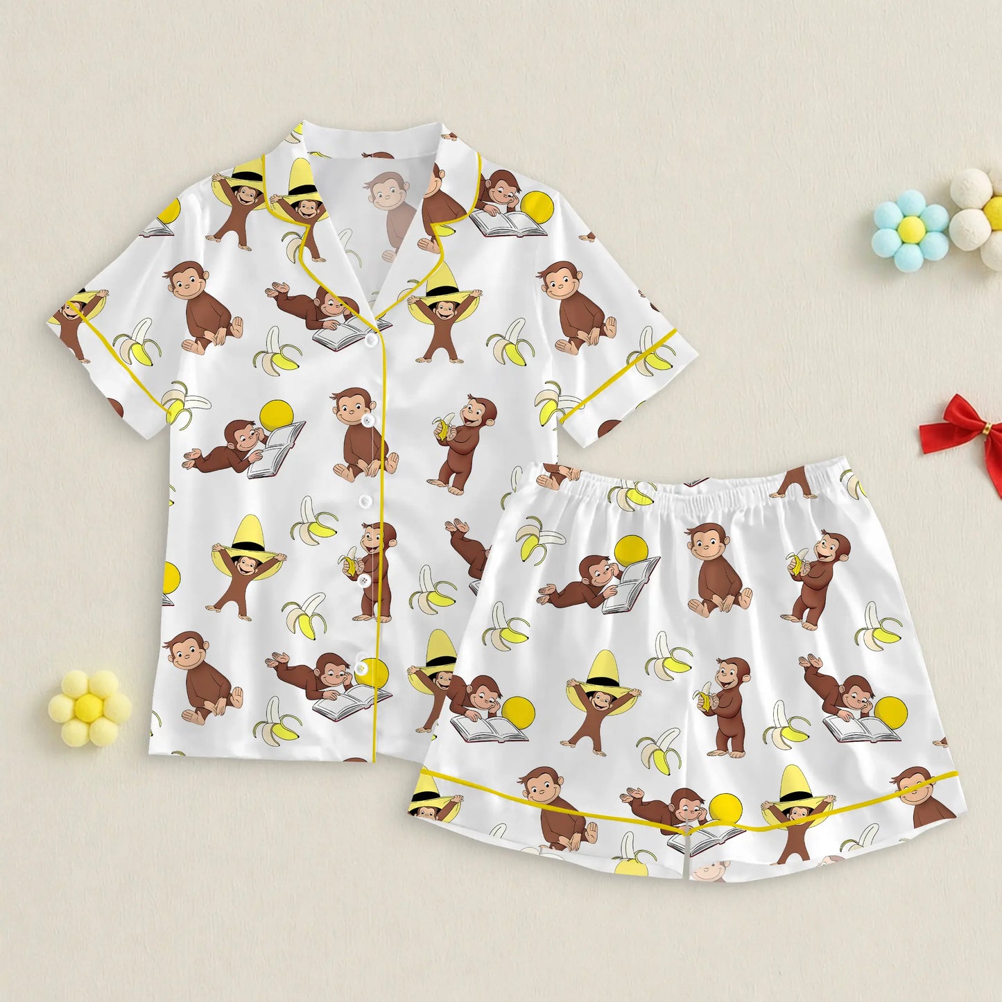 Monkey Punch Family Pajamas Set, Funny Monkey Banana Family Pjs, Cute Monkey Family Sleepwear, Viral Trending Print Pajamas