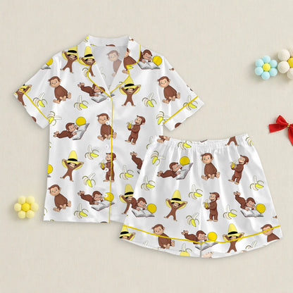 Monkey Punch Family Pajamas Set, Funny Monkey Banana Family Pjs, Cute Monkey Family Sleepwear, Viral Trending Print Pajamas
