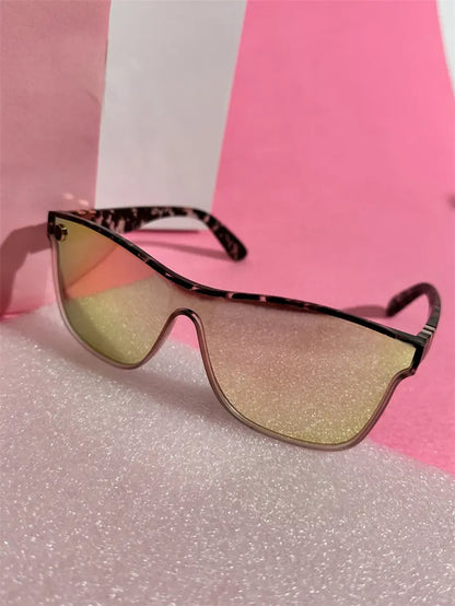 Tortoise Shell Pattern Flat Top Sunglasses for Women, Sun Protection Sunglasses for Men, Trends 2025 for Outdoor Activities Back to School Fall Streetwear Mascs