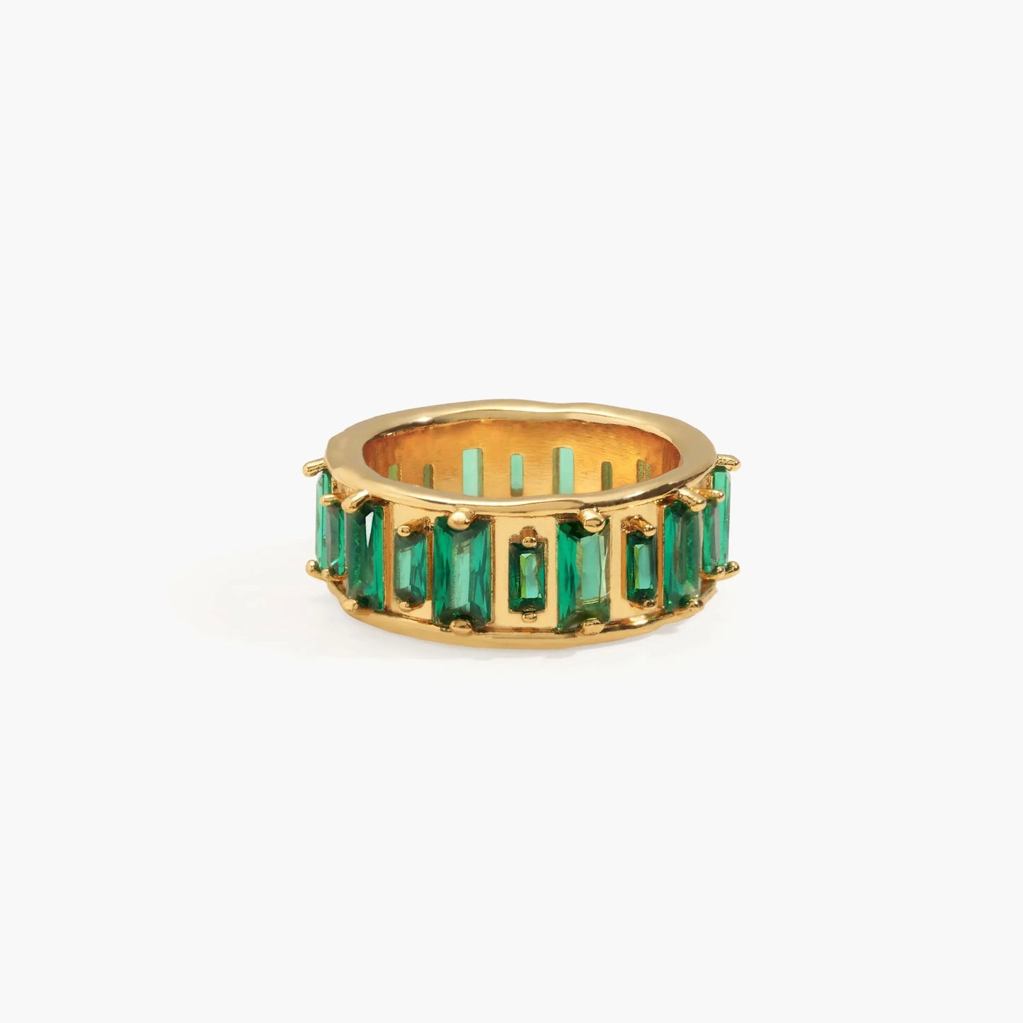 En Route Silver Strass Me in Ring, US Size 6-8, Thick Band with Icy Stones, Modern Sparkle for Bold Moments