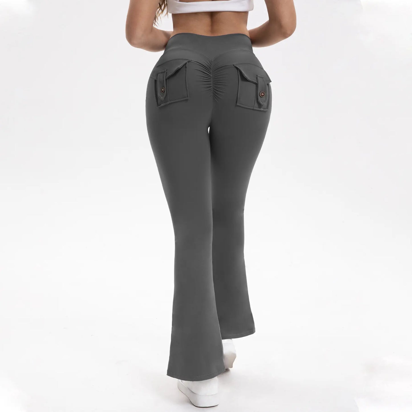 3PCS Women'S High-Waisted Boot Style Carved Pleated Buttocks Flare Leggings Stretch Training and Fitness Flared , Super Comfortable Daily Pants Shapewear Leggings Gym Exercise Leggings