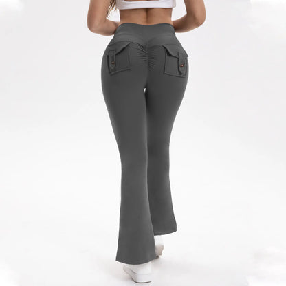 3PCS Women'S High-Waisted Boot Style Carved Pleated Buttocks Flare Leggings Stretch Training and Fitness Flared , Super Comfortable Daily Pants Shapewear Leggings Gym Exercise Leggings
