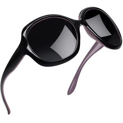 Stylish Polarized Sunglasses for Women - UV Protection & Chic Wide Frame in Black Purple! 🌞🕶️ #SummerVibes #FashionAccessories