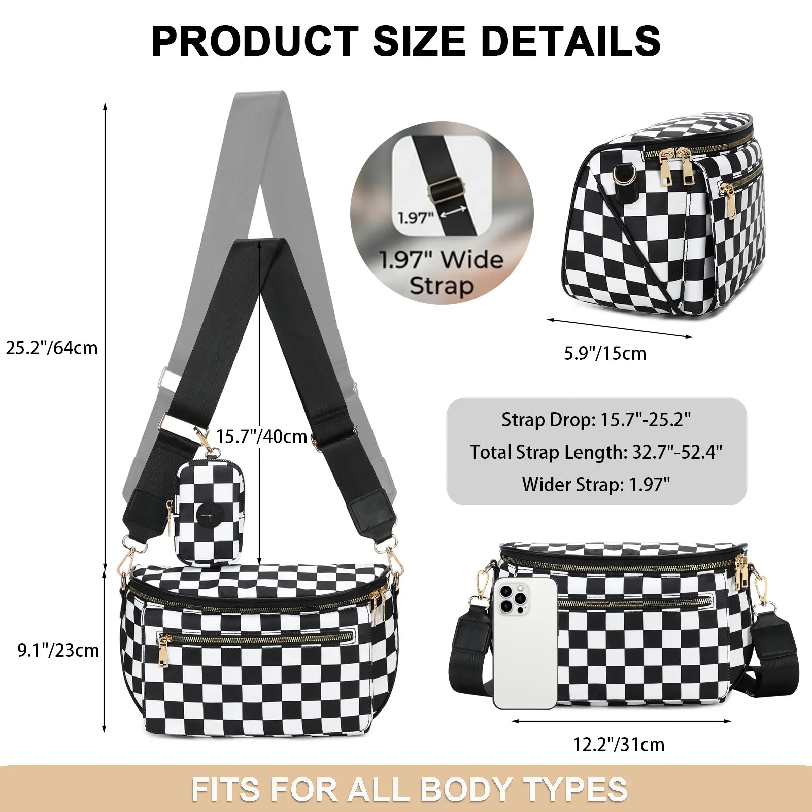 Eslcorri Small Crossbody Bag for Women – Nylon Mini Travel Bag with Wipes Dispenser, Lightweight Fanny Pack for Daily Use & Baby Care, Adjustable Crossbody Shoulder, Casual Commuter Bag