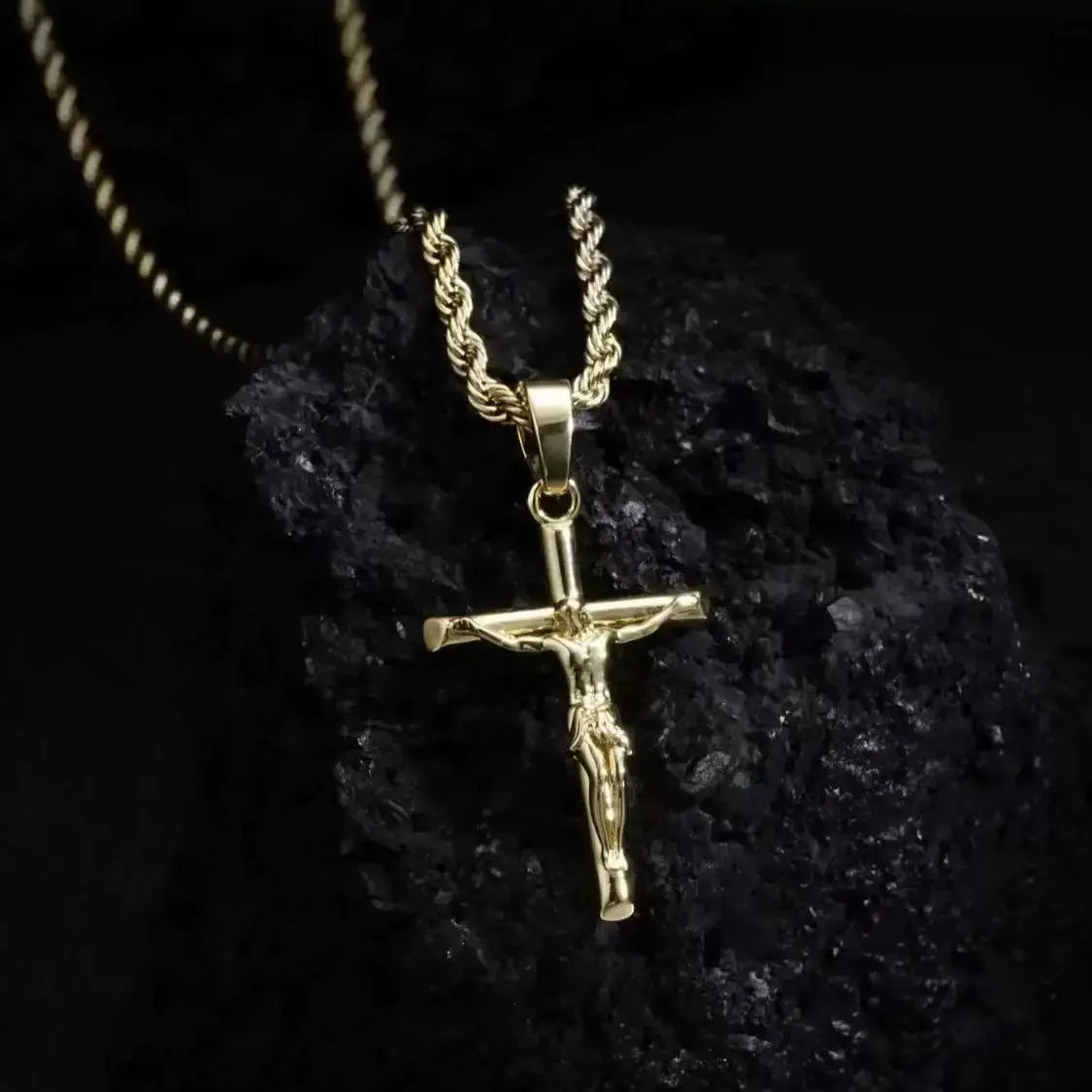 Silver-Plated & Golden-Plated Jesus Cross Pendant Necklace 22IN Length for Men & Women Unisex Christian Necklace Gold & Silver Idea for Party Daily Wear Birthday Gift
