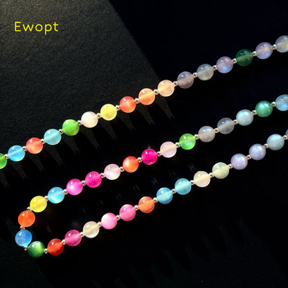 Ewopt Dopamine Resin Choker - UV Reactive, Waterproof Stainless Steel Statement Bead Piece - Summer Stackable Costume Jewelry, Dopamine Necklaces, Resin Necklaces