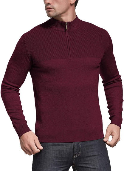 Upgrade your style with our Men's Slim Fit Zip-Up Mock Neck Polo Sweater! Perfect for casual outings, this long sleeve pullover features trendy ribbing edges. #Fashion #Menswear #StyleUpgrade