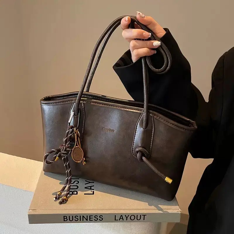 Retro Versatile Women’S Shoulder Bag, Fashionable Underarm Bag, Minimalist Leopard Print Handbag, Lightweight Casual Tote Shoulder Bag, High-Quality Everyday Commuter Bag, Cheetah Handbag, Casual Multifunctional Zippered Tote Bag with Bow Key Charm Decora