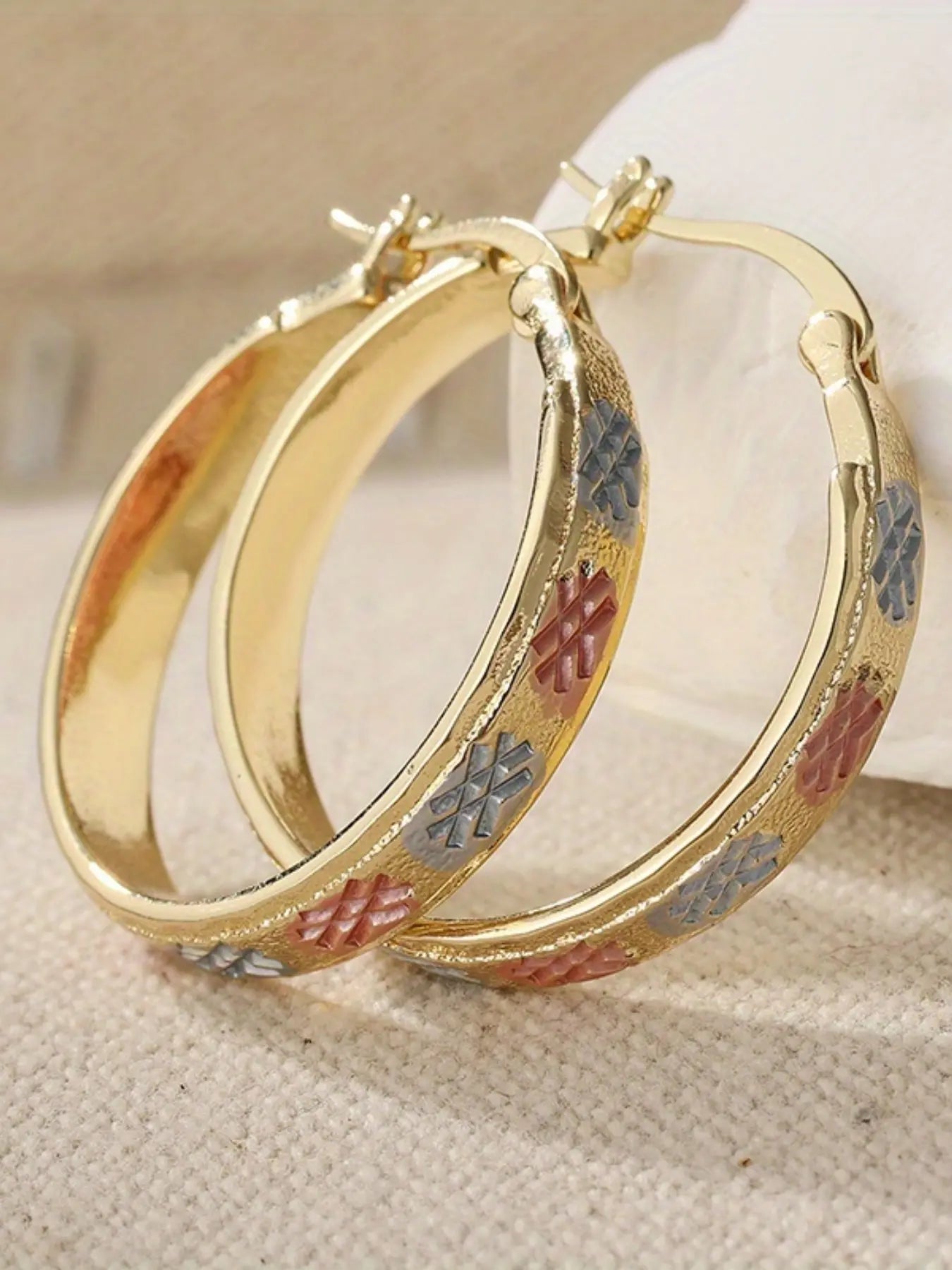 Elegant Geometric Design Hoop Earrings, Fashionjewelry for Party, Daily Clothing Decor, Trendy All-Match& Exquisite Jewelry for Birthday Gift, Hoop Shape Earrings