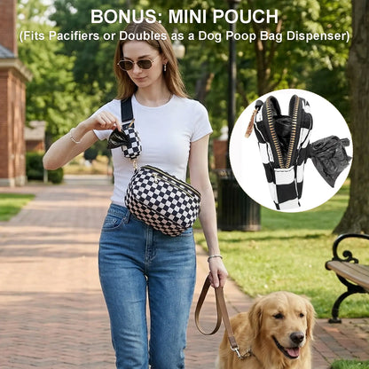 Eslcorri Small Crossbody Bag for Women – Nylon Mini Travel Bag with Wipes Dispenser, Lightweight Fanny Pack for Daily Use & Baby Care, Adjustable Crossbody Shoulder, Casual Commuter Bag