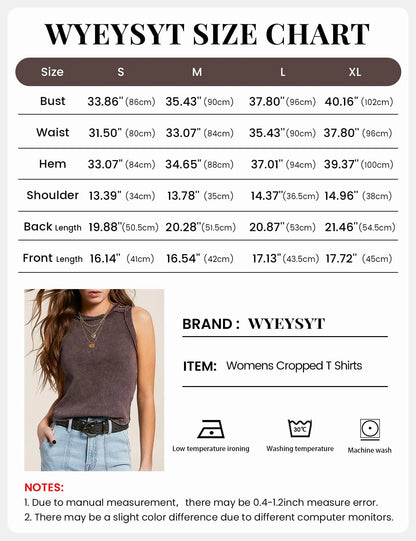 Arssm Womens Acid Wash Tank Top Sleeveless Cotton Ribbed Fitted High Neck Raw Edge Tank