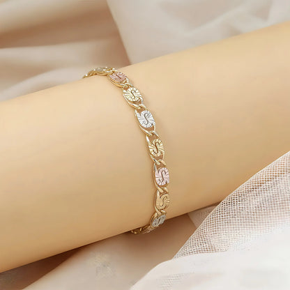 Modern Spliced Square Chain Bracelet • Stylish Gold Tone Accessory for Him & Her