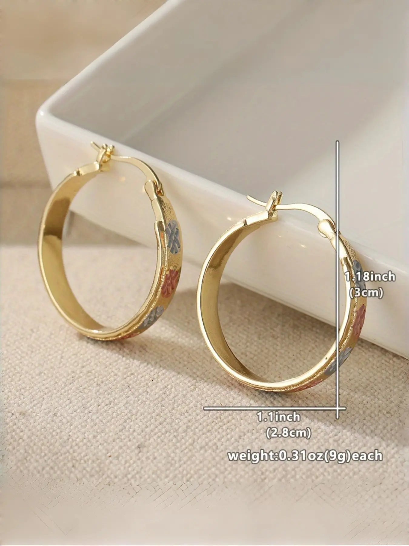 Elegant Geometric Design Hoop Earrings, Fashionjewelry for Party, Daily Clothing Decor, Trendy All-Match& Exquisite Jewelry for Birthday Gift, Hoop Shape Earrings
