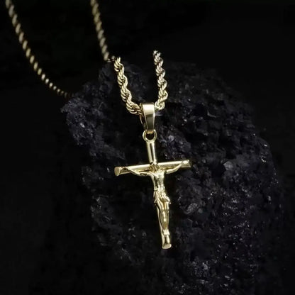 Silver-Plated & Golden-Plated Jesus Cross Pendant Necklace 22IN Length for Men & Women Unisex Christian Necklace Gold & Silver Idea for Party Daily Wear Birthday Gift
