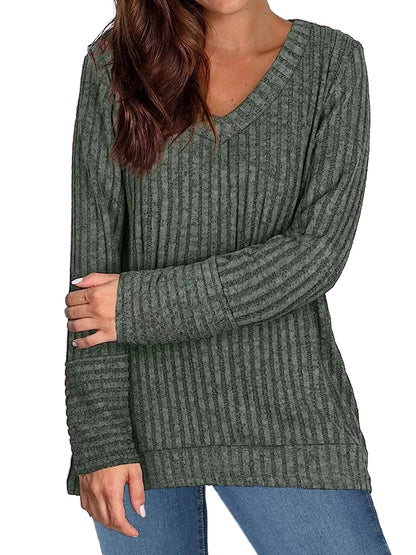 Elevate Your Style with Our Lightweight V Neck Long Sleeve Tops! Perfect for Casual Days!