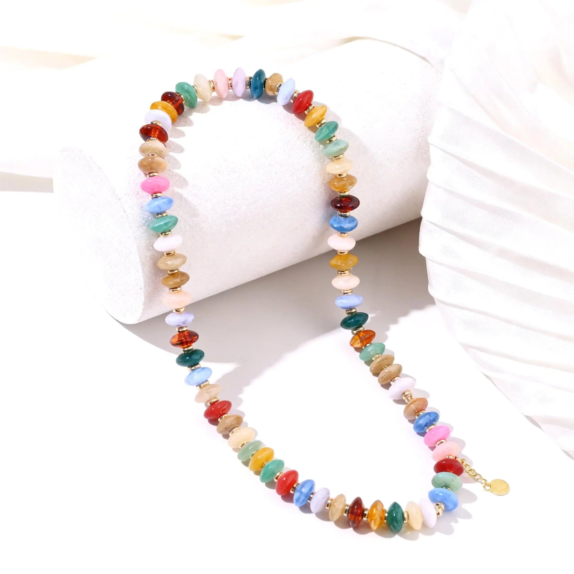 Colorful Resin Beaded Choker Trendy Boho Statement Summer Vacation Necklace for Women