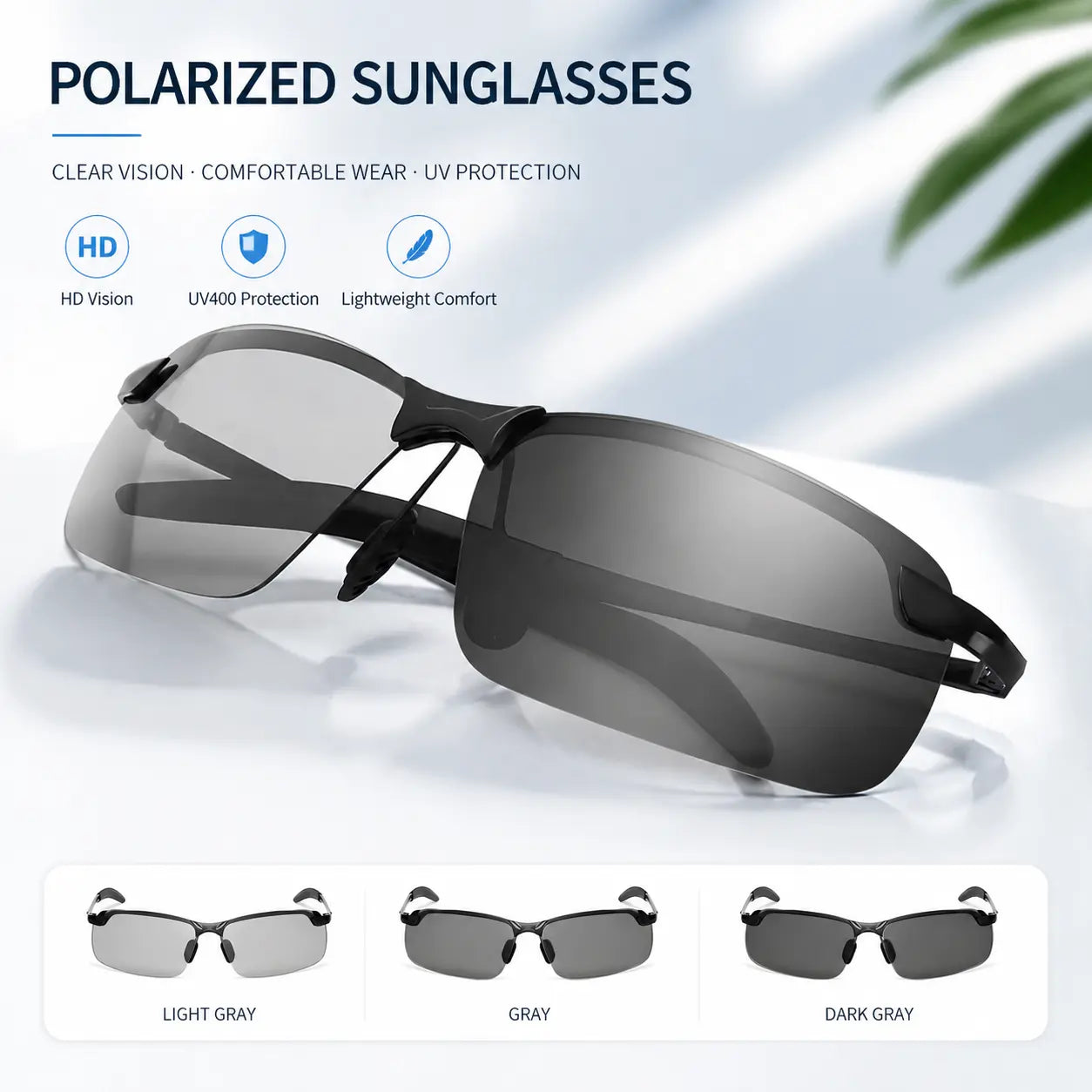 Summervibes Unisex Fashion Polarized Sunglasses, UV400 anti Blue Light Sun Glasses for Photography Hiking Beach Outdoor