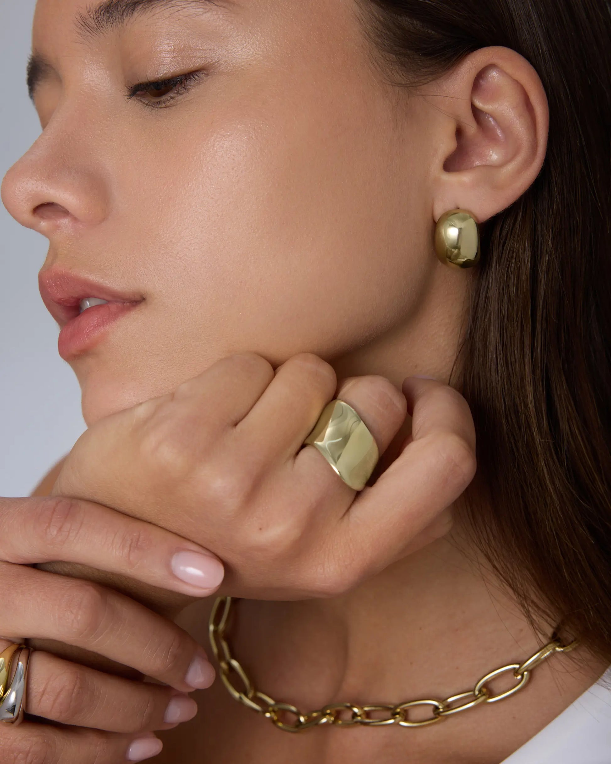 PAVOI Waterproof Chunky Earrings for Women - 14K Gold Plated Thick Statement Studs - Stainless Steel Chunky Gold Earrings Bold Jewelry