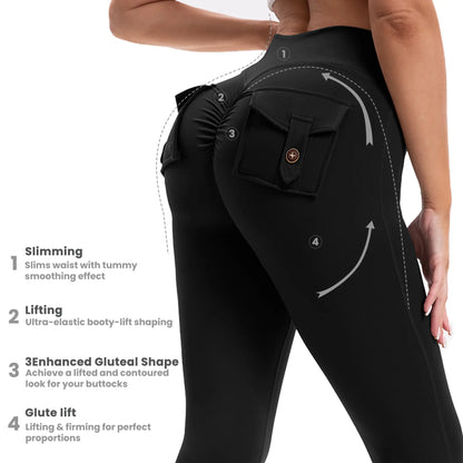 3PCS Women'S High-Waisted Boot Style Carved Pleated Buttocks Flare Leggings Stretch Training and Fitness Flared , Super Comfortable Daily Pants Shapewear Leggings Gym Exercise Leggings