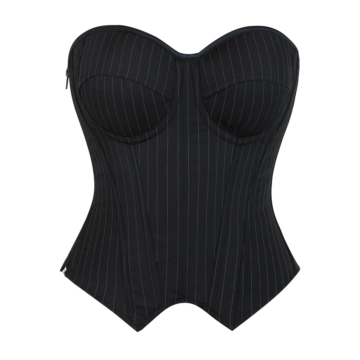 Overbust Corset Top Bustier Striped Padded Strapless Women Bodysuit Slimming Shapewear Suitable for Costume Party Halloweenwomen'S Striped Blazer-Style Boned Corset Top Built-In Underwire Cups Side-Zip Slimming Shapewear Costume 547-D